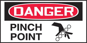 Safety Label, DANGER PINCH POINT (Graphic), 1.5 x 3", Adhesive Vinyl, 10/PK