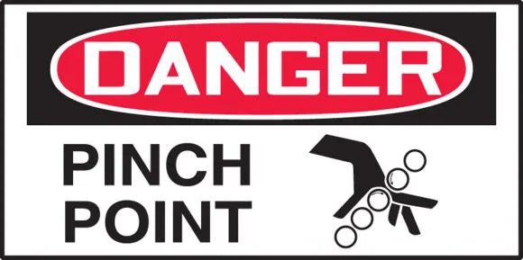 Safety Label, DANGER PINCH POINT (Graphic), 1.5 x 3