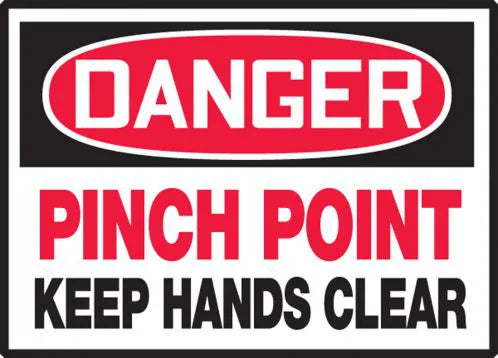 Safety Label, DANGER PINCH POINT KEEP HANDS CLEAR, 3.5