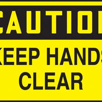 Safety Label, CAUTION KEEP HANDS CLEAR, 3.5" x 5", Adhesive Vinyl, 5/PK