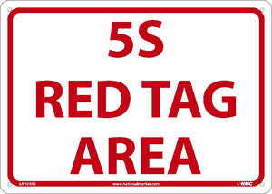 5S RED TAG AREA, 14X20, RIGID PLASTIC