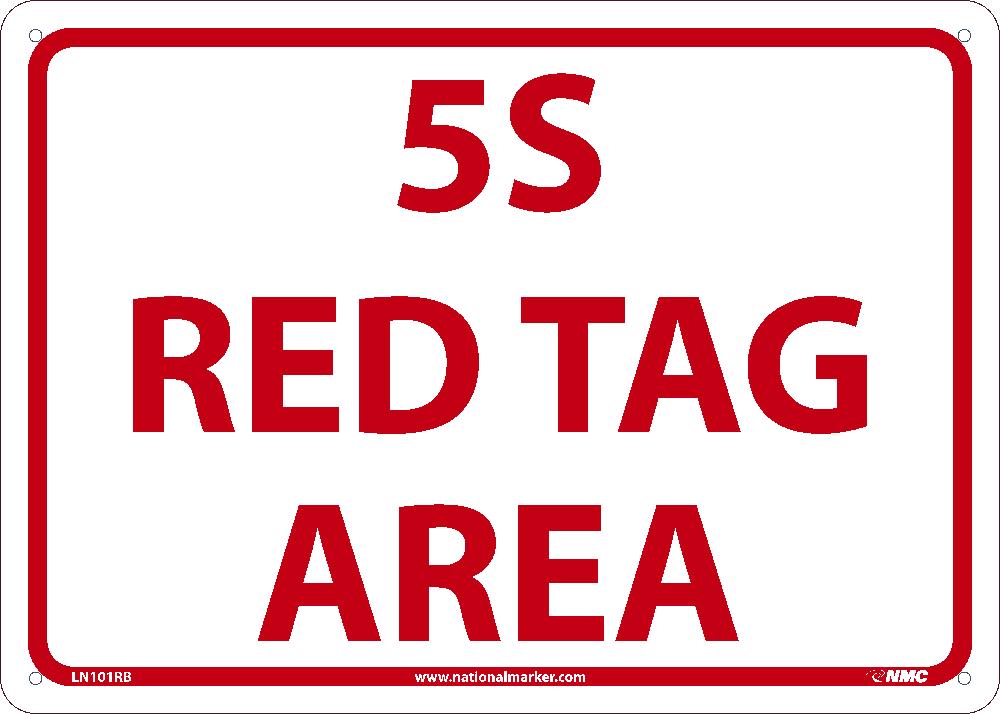 5S RED TAG AREA, 10X14, .040 ALUM