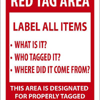 RED TAG AREA LABEL ALL ITEMS SIGN, 7X10, RIGID PLASTIC