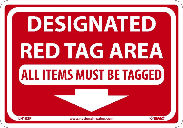 DESIGNATED RED TAG AREA ALL., 14X20, RIGID PLASTIC