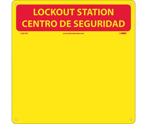 LOCKOUT CENTER, BILINGUAL, RED/YELLOW, BACKBOARD WITH HOOKS, 14X14