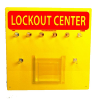 LOCKOUT CENTER, YELLOW, BACKBOARD WITH HOOKS, 14X14
