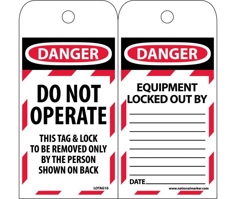 TAGS, DANGER, DO NOT OPERATE, 6X3, SYNTHETIC PAPER, 25/PK (HOLE)
