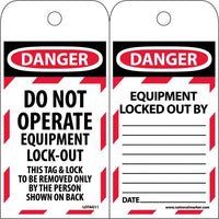 TAGS, LOCKOUT, DANGER DO NOT OPERATE EQUIPMENT LOCK-OUT. . ., 6X3, POLYTAG, BOX OF 100