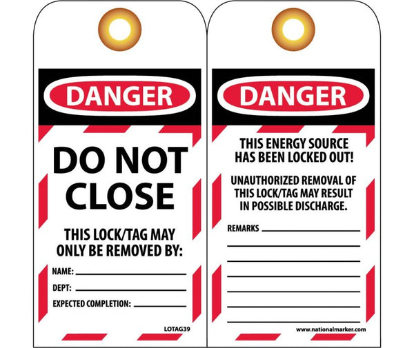 TAGS, DO NOT CLOSE, 6X3, UNRIP VINYL 10/PACK