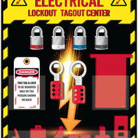 LOCK-OUT TAG-OUT ELECTRICAL CENTER, 1 PK LOTAG1,  4 LOCKS, 2 HASPS, 9 ASSORTED ELECTRICAL LOCKOUT DEVICES, 20 X 16, ACRYLIC