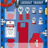 LOCK-OUT TAG-OUT CENTER, 1 PK LOTAG1,  4 LOCKS, 2 HASPS, 4 ASSORTED VALVE LOCKOUT DEVICES, 24 X 18, ACRYLIC