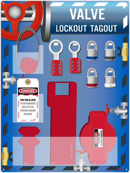 LOCK-OUT TAG-OUT CENTER, 1 PK LOTAG1,  4 LOCKS, 2 HASPS, 4 ASSORTED VALVE LOCKOUT DEVICES, 24 X 18, ACRYLIC