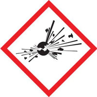 GHS Pictogram Label, (Exploding Bomb), 1"H x 1"W, Adhesive Poly, 500/RL