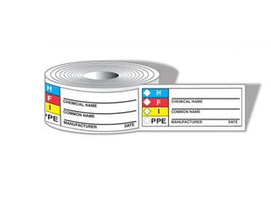 Haz-Com Label, HMCIS Identifier Roll Label, 1.5" x 3.875", Adhesive Coated Paper, 500/RL