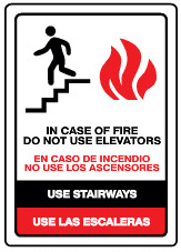 In Case Of Fire Do Not Use Elevators Use Stairways Bilingual Signs | M-0769