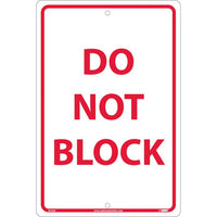DO NOT BLOCK, RED ON WHITE, 18X12, .040 ALUM