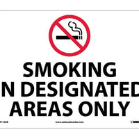 SMOKING IN DESIGNATED AREAS ONLY, GRAPHIC, 10X14, .040 ALUM