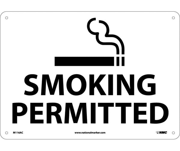 SMOKING PERMITTED, GRAPHIC, 14X20, .040 ALUM