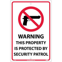 WARNING THIS PROPERTY IS PROTECTED BY SECURITY PATROL, GRAPHIC, 18X12, .040 ALUM