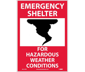 EMERGENCY SHELTER FOR HAZARDOUS WEATHER CONDITIONS, GRAPHIC, 14X10, RIGID PLASTIC