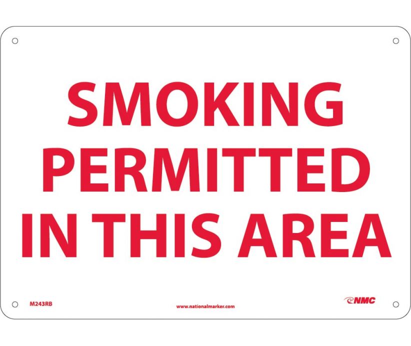 SMOKING PERMITTED IN THIS AREA, 10X14, RIGID PLASTIC
