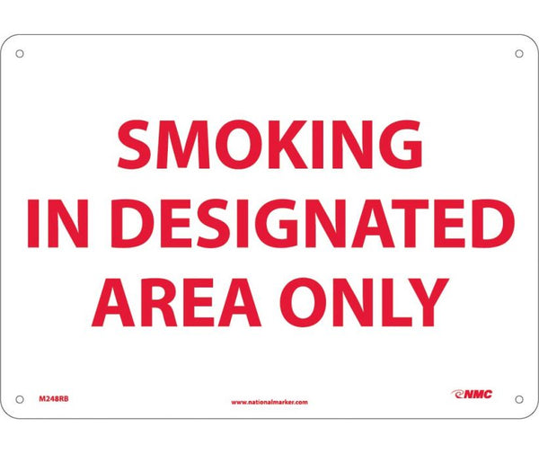 SMOKING IN DESIGNATED AREA ONLY, 10X14, RIGID PLASTIC
