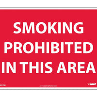 SMOKING PROHIBITED IN THIS AREA, 10X14, RIGID PLASTIC