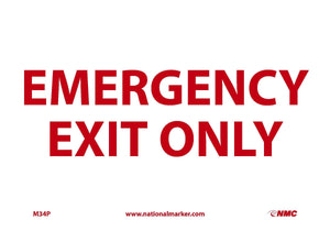 EMERGENCY EXIT ONLY , 12x18, .040 ALUM