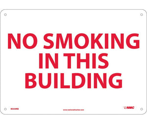 NO SMOKING IN THIS BUILDING, 10X14, RIGID PLASTIC