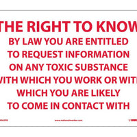 THE RIGHT TO KNOW BY LAW YOU ARE ENTITLED.., 10X14, RIGID PLASTIC