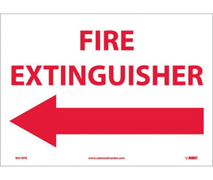 FIRE EXTINGUISHER (WITH LEFT ARROW), 10X14, RIGID PLASTIC