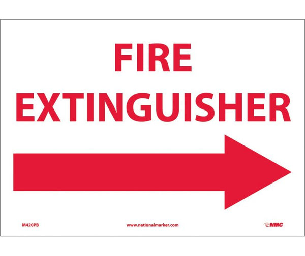 FIRE EXTINGUISHER (WITH RIGHT ARROW), 10X14, RIGID PLASTIC