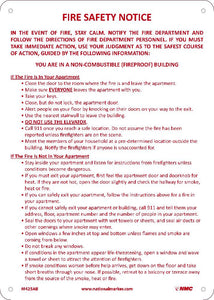 NYC FIRE SAFETY NOTICE SIGN, NON-COMBUSTIBLE FIREPROOF BUILDING, 14X10, ALUMINUM .040