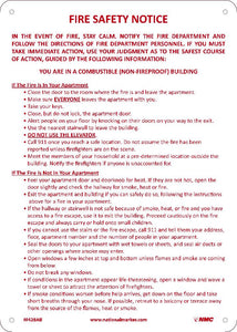 NYC FIRE SAFETY NOTICE SIGN, COMBUSTIBLE FIREPROOF BUILDING, 14X10, ALUMINUM .040