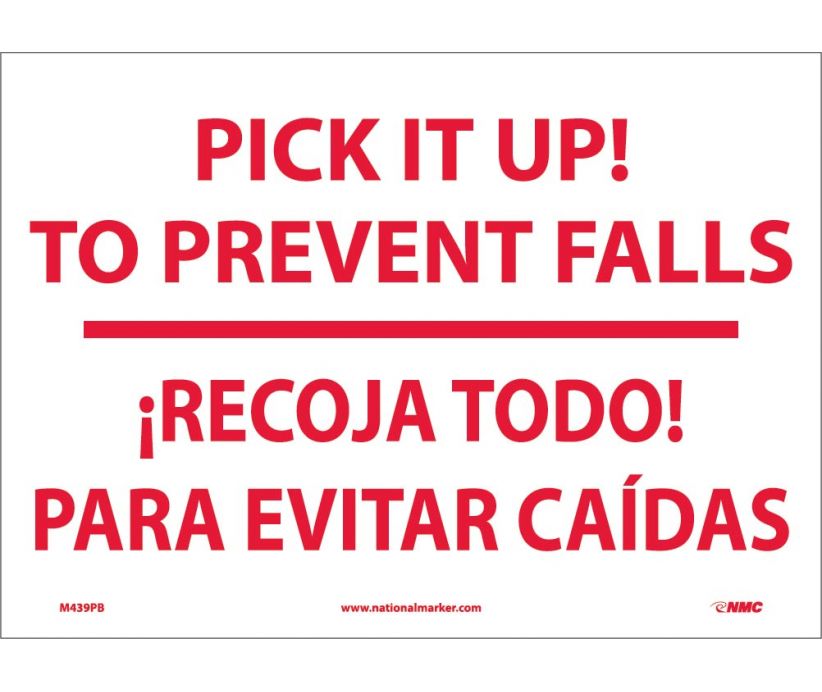 PICK IT IP! TO PREVENT FALLS RECOJA TODO (BILINGUAL), 14X20, RIGID PLASTIC