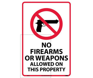 NO FIREARMS OR WEAPONS ALLOWED ON THIS PROPERTY, 18X12, PS VINYL