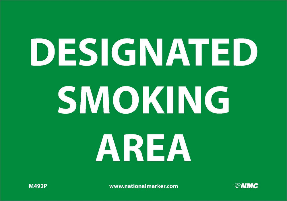 DESIGNATED SMOKING AREA, 7X10, .0045 PRESSURE SENSITIVE VINYL