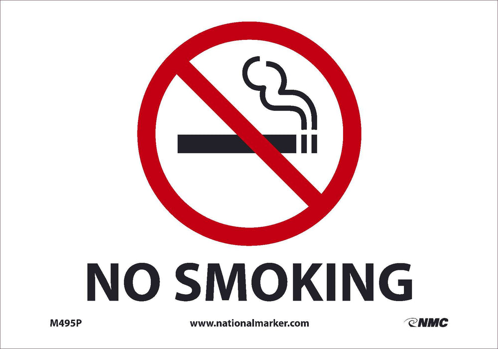 NO SMOKING, ADHESIVE VINYL, 4 MIL, 10X7