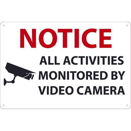 MONITORED BY VIDEO CAMERA,  ADHESIVE VINYL, 4 MIL, 10X7