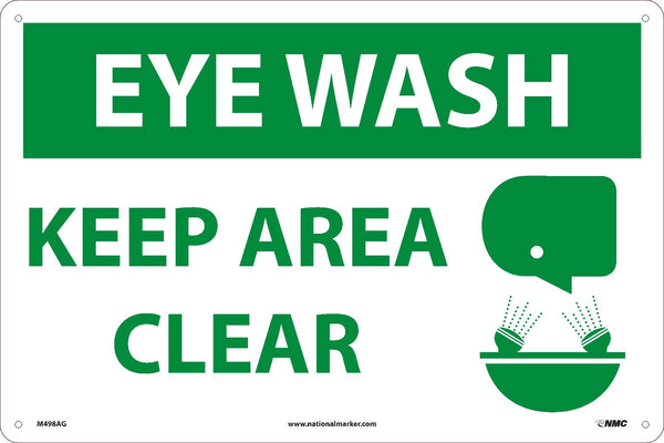 EYE WASH KEEP AREA CLEAR, ALUMINUM, 18X12