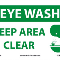 EYE WASH KEEP AREA CLEAR, ADHESIVE VINYL, 4 MIL, 10X7