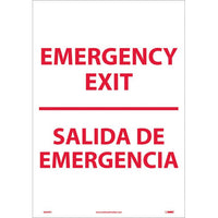 EMERGENCY EXIT BILINGUAL, 20X14, RIGID PLASTIC