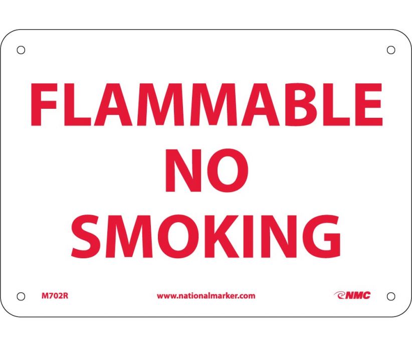 FLAMMABLE NO SMOKING, 7X10, RIGID PLASTIC