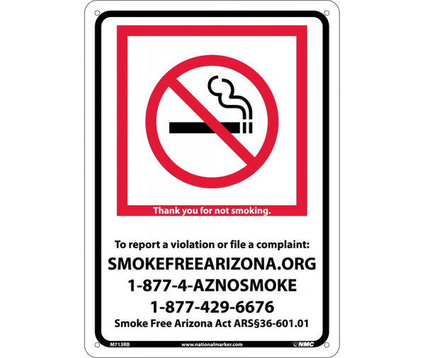 ARIZONA NO SMOKING, 10X14, RIGID PLASTIC