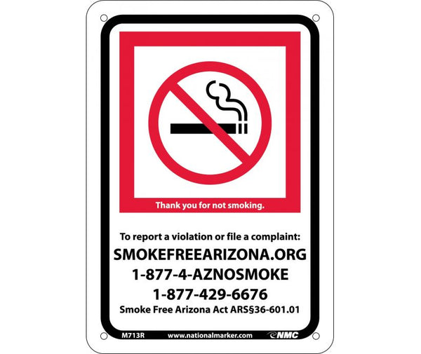 ARIZONA NO SMOKING, 7X10, RIGID