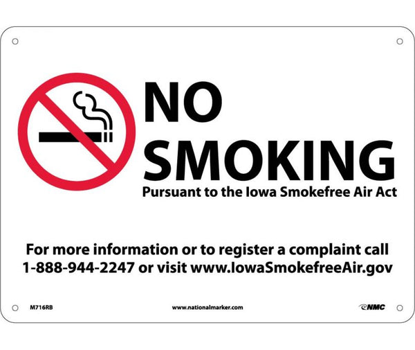IOWA NO SMOKING (GRAPHIC), 10X14, RIGID PLASTIC