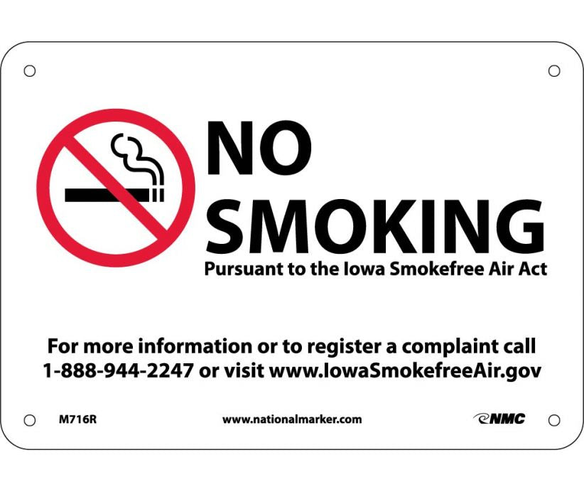 IOWA NO SMOKING (GRAPHIC), 7X10, RIGID PLASTIC