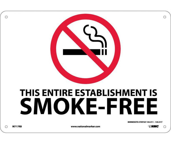 (GRAPHIC) THIS ENTIRE ESTABLISHMENT IS SMOKE-FREE MINNESOTA STATURE 144.411-144.417, 7X10, RIGID PLASTIC