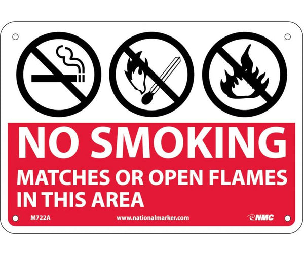 (GRAPHICS) NO SMOKING MATCHES OR OPEN FLAMES IN THIS AREA, 10X14, RIGID PLASTIC