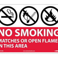 (GRAPHICS) NO SMOKING MATCHES OR OPEN FLAMES IN THIS AREA, 10X14, PS VINYL